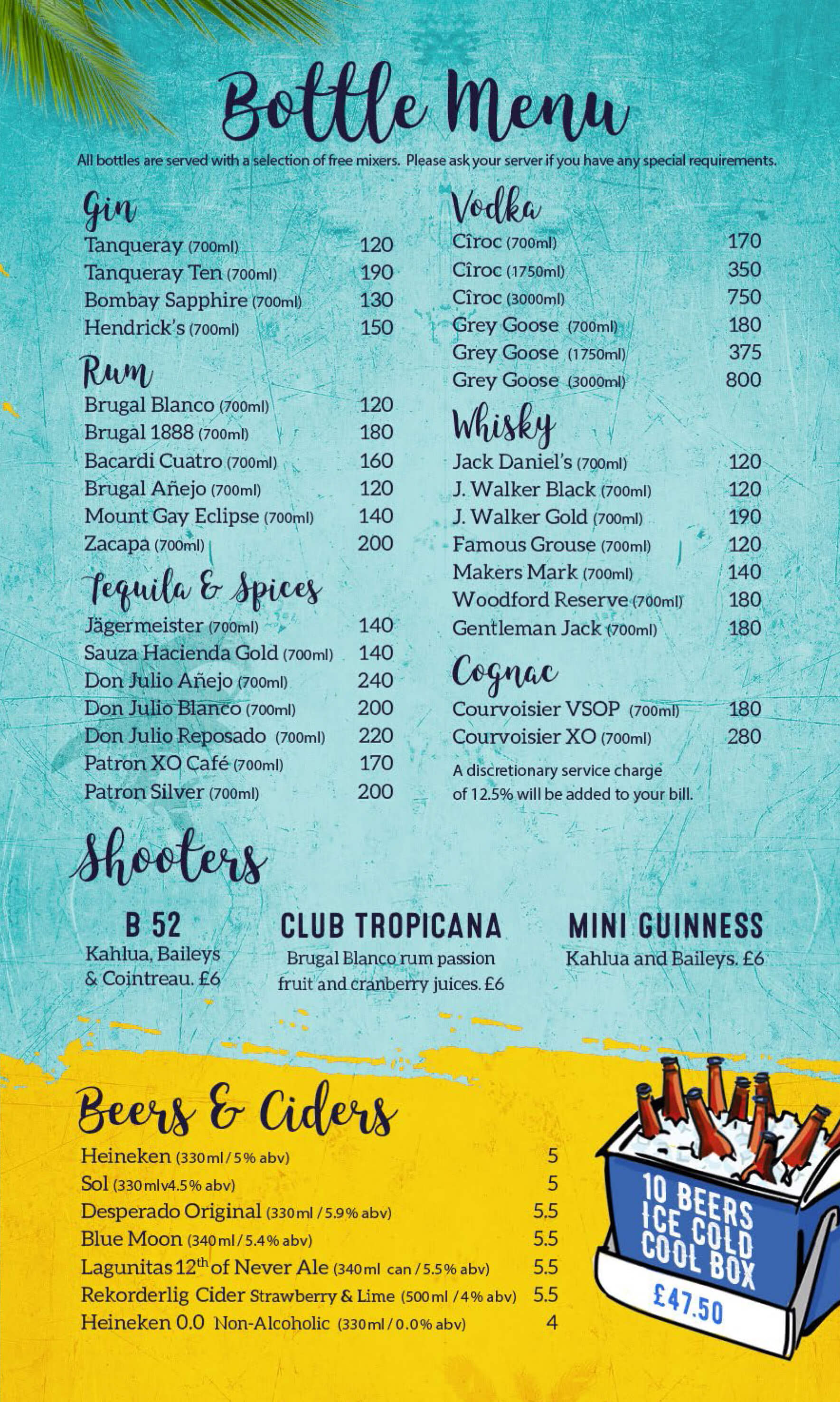 Tropicana Beach Club Drinks Menu, Prices and Locations